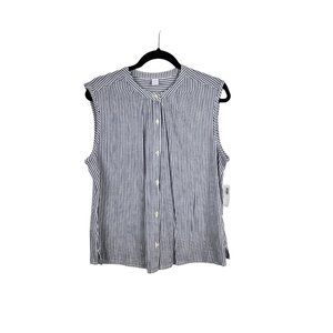 OLD NAVY Women's Medium Sleeveless Blue and White Striped Button Down Top